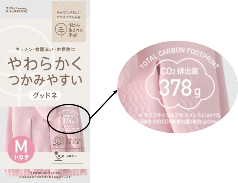 ダンロップホームプロダクツ、｢樹から生まれた手袋｣シリーズにカーボンフットプリントを表示
